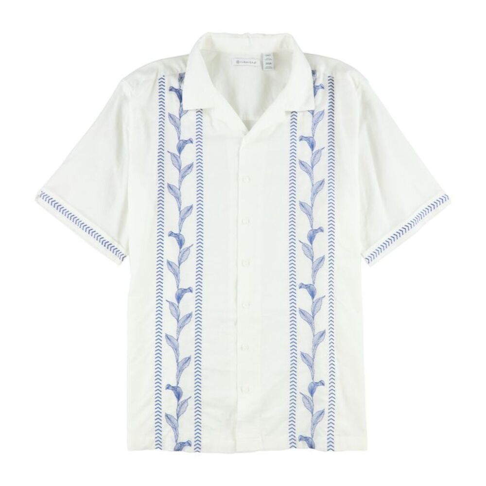 CubAvera Mens Big & Tall Embroidered Leaf Button Up Shirt, NWT